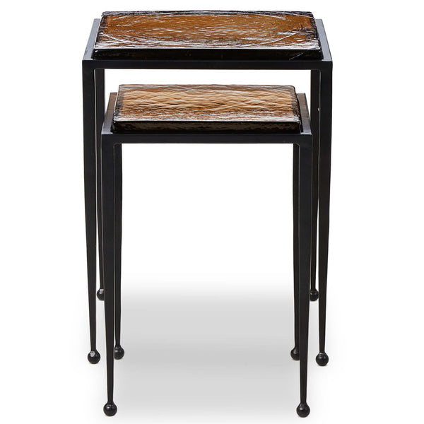 Home Fashion Dalston Nesting End Tables Amber Cast Glass By Four Hands