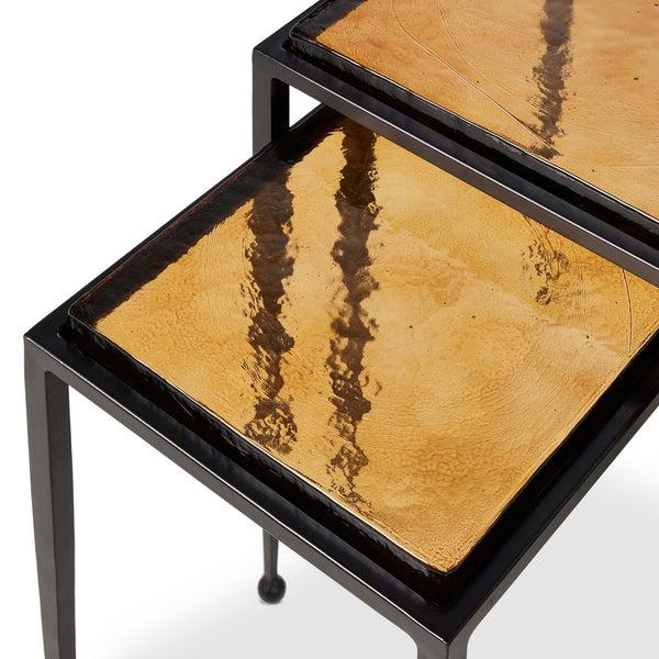 Home Fashion Dalston Nesting End Tables Amber Cast Glass By Four Hands