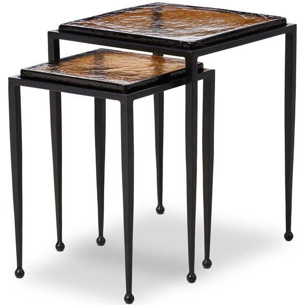 home fashion Dalston Nesting End Tables Amber Cast Glass by Four Hands