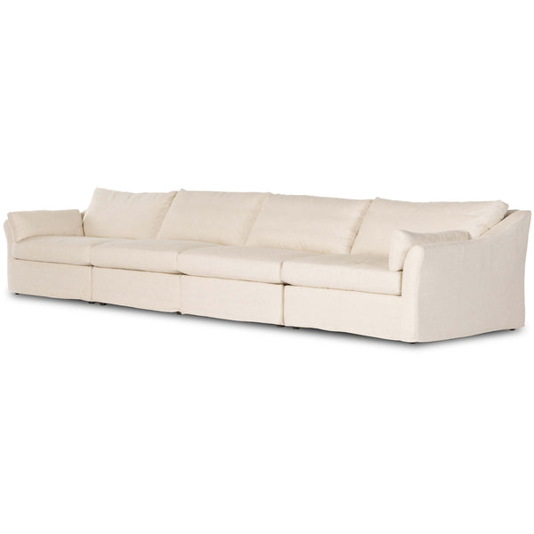 Home Fashion Delray 4 Piece Slipcover Sectional Evere Oatmeal By Four Hands
