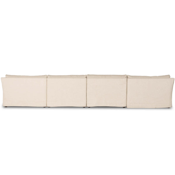 Home Fashion Delray 4 Piece Slipcover Sectional Evere Oatmeal By Four Hands