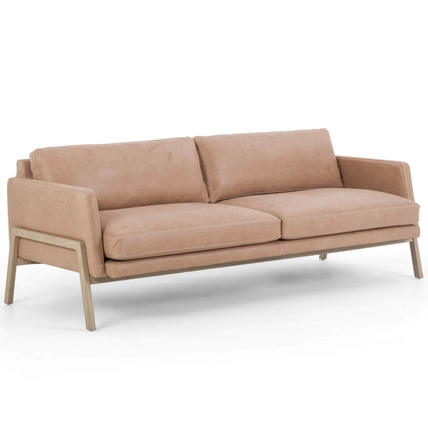 Home Fashion Diana 84" Leather Sofa Palermo Nude By Four Hands