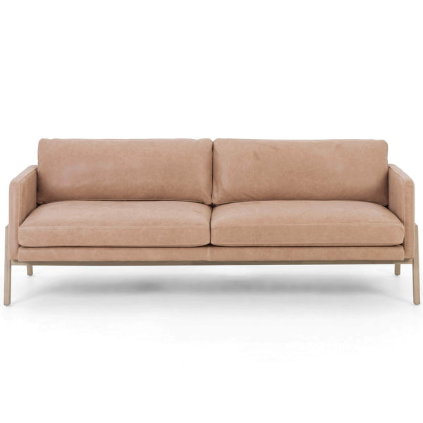 home fashion Diana 84" Leather Sofa Palermo Nude by Four Hands