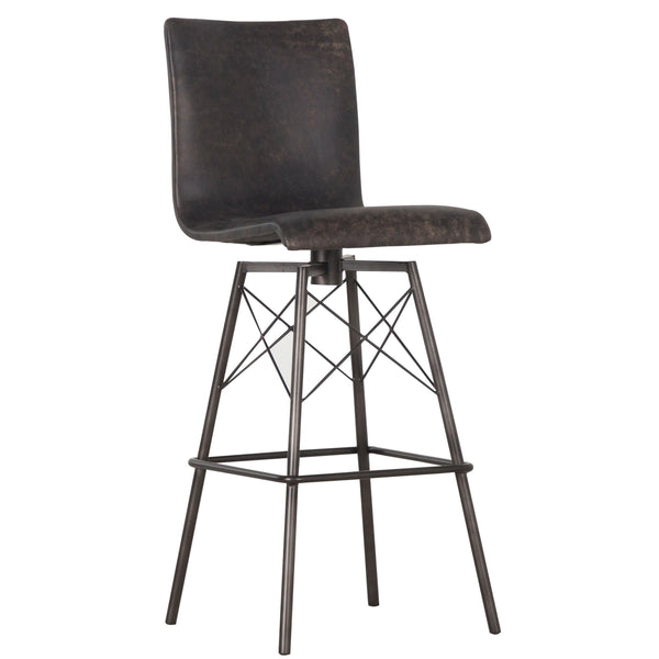 home fashion Diaw Swivel Bar & Counter Stool Rialto Ebony by Four Hands