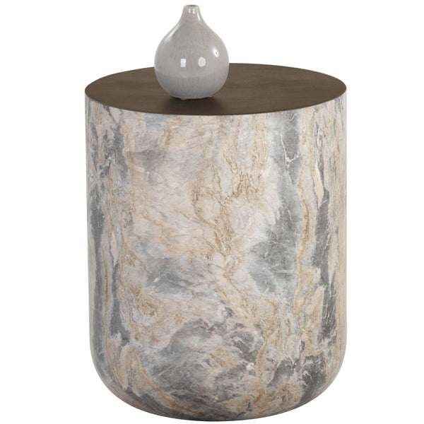 Home Fashion Diaz End Table Marble Look/Antique Brass