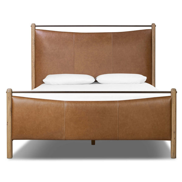 Home Fashion Dina Leather Bed Sonoma Chestnut By Four Hands