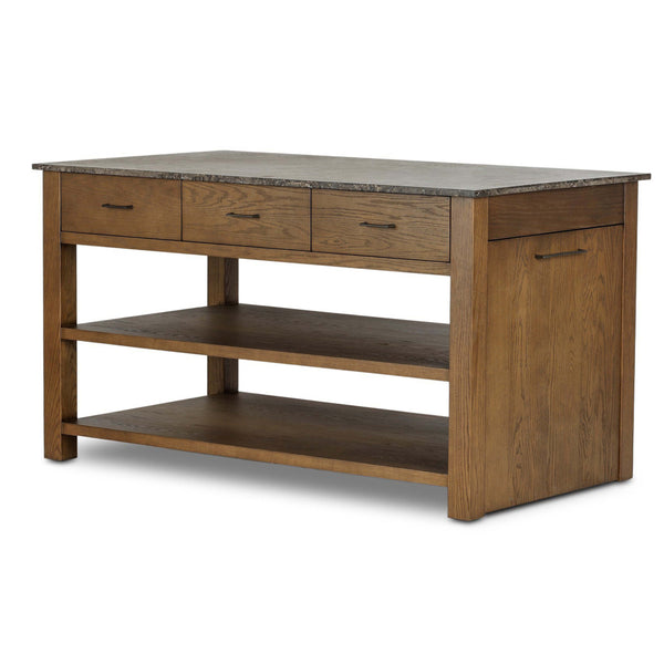 home fashion Divina Kitchen Island Warm Grey Marble by Four Hands