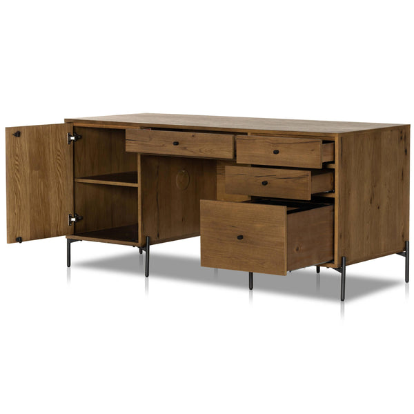 Home Fashion Eaton Executive Desk Amber Oak By Four Hands