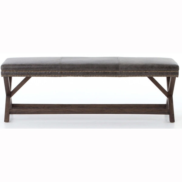 Home Fashion Elyse Leather Bench Durango Smoke By Four Hands
