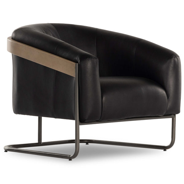 home fashion Etta Leather Chair Heirloom Black by Four Hands