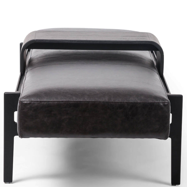 Home Fashion Fawkes Leather Bench Brushed Ebony By Four Hands