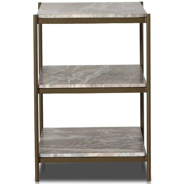 Home Fashion Felix Nightstand Canyon Marble/Antique Brass By Four Hands