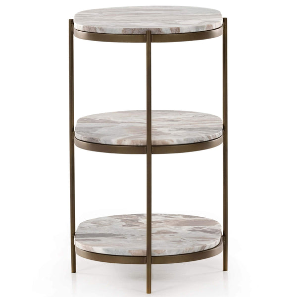 Home Fashion Felix Oval Nightstand Canyon Marble/Antique Brass By Four Hands