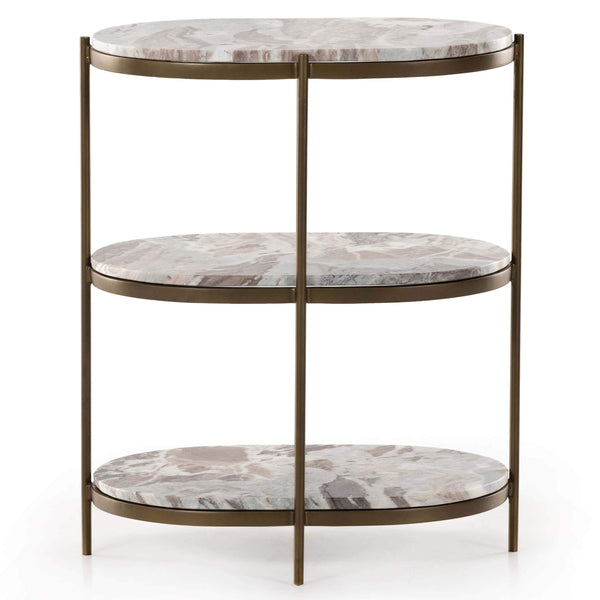 Home Fashion Felix Oval Nightstand Canyon Marble/Antique Brass By Four Hands