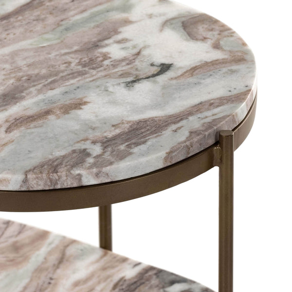 Home Fashion Felix Oval Nightstand Canyon Marble/Antique Brass By Four Hands