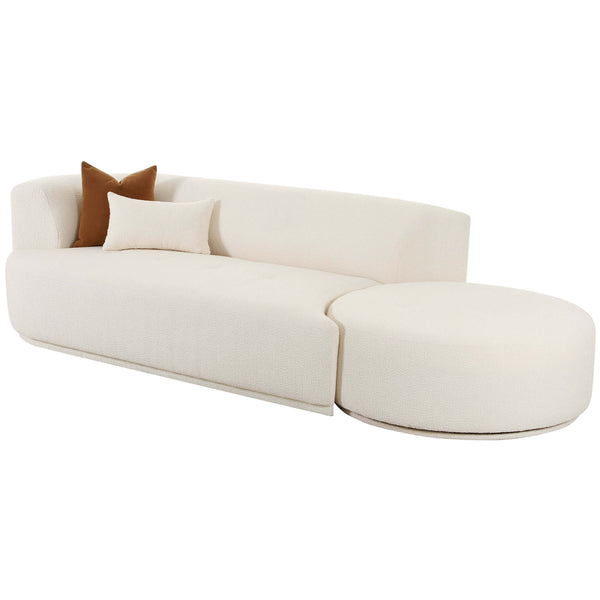 Home Fashion Fickle Boucle 2 Piece Chaise Modular LAF Sofa Cream
