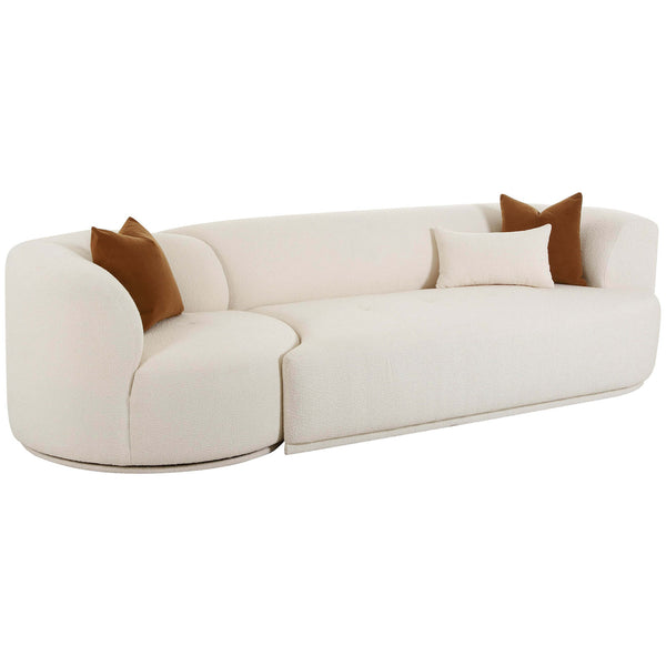 Home Fashion Fickle Boucle 2 Piece Modular RAF Sofa Cream