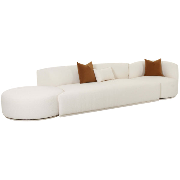 Home Fashion Fickle Boucle 3 Piece Chaise Modular Sofa Cream