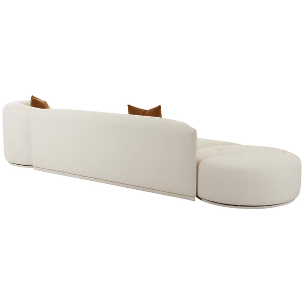 Home Fashion Fickle Boucle 3 Piece Chaise Modular Sofa Cream