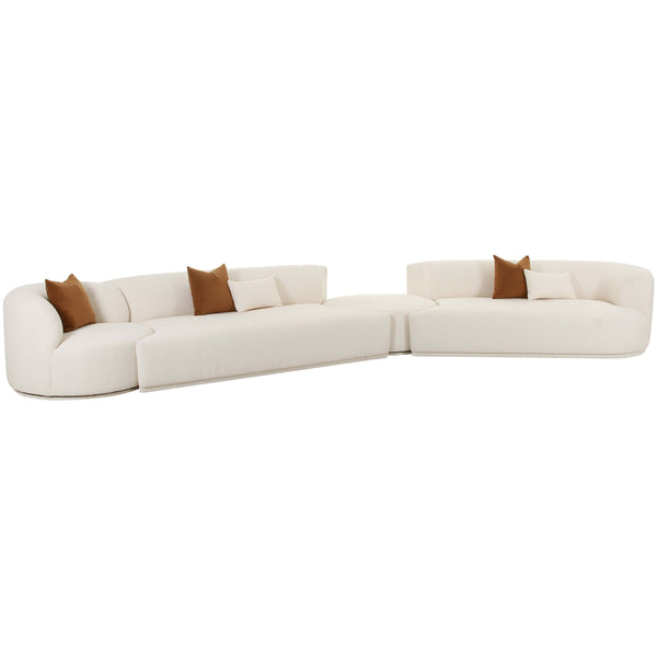 Home Fashion Fickle Boucle 4 Piece Modular RAF Sectional Cream