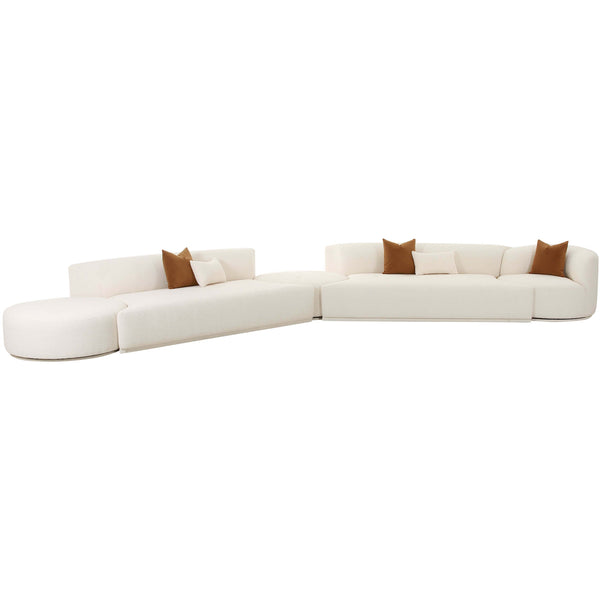 Home Fashion Fickle Boucle 5 Piece Modular Chaise Sectional Cream