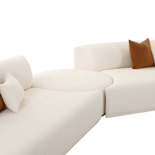 Home Fashion Fickle Boucle 5 Piece Modular Chaise Sectional Cream