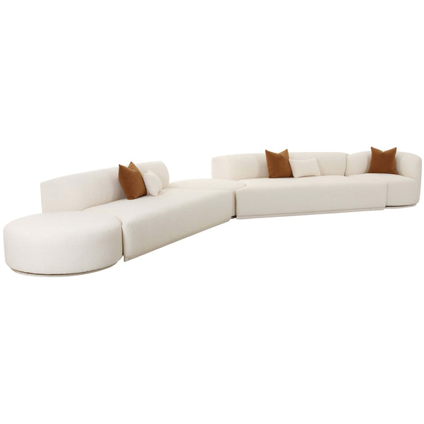 home fashion Fickle Boucle 5 Piece Modular Chaise Sectional Cream
