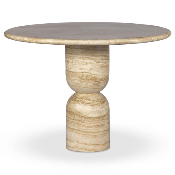 home fashion Figueroa 42" Dining Table Light Beige Travertine by Amber Lewis x Four Hands