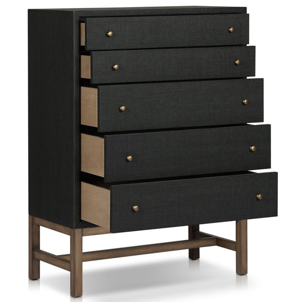 Home Fashion Fiona Tall Dresser Black Raffia By Four Hands