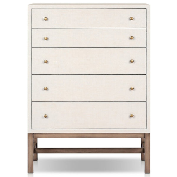 Home Fashion Fiona Tall Dresser Ivory Painted Raffia By Four Hands