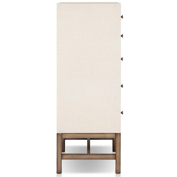 Home Fashion Fiona Tall Dresser Ivory Painted Raffia By Four Hands