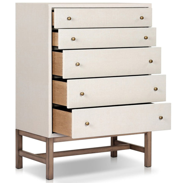 Home Fashion Fiona Tall Dresser Ivory Painted Raffia By Four Hands