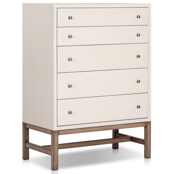 home fashion Fiona Tall Dresser Ivory Painted Raffia by Four Hands