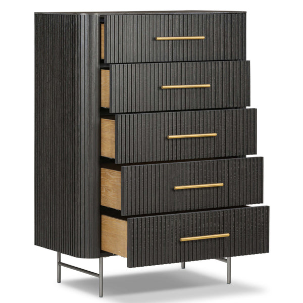 Home Fashion Fletcher 5 Drawer Dresser Distressed Black By Four Hands