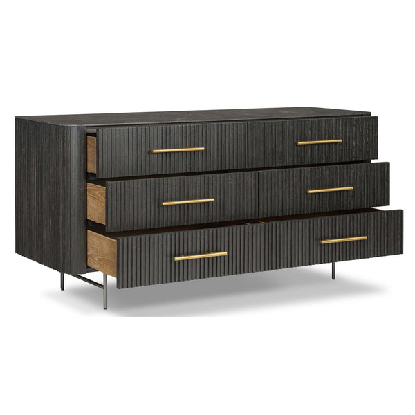 Home Fashion Fletcher 6 Drawer Dresser Distressed Black By Four Hands