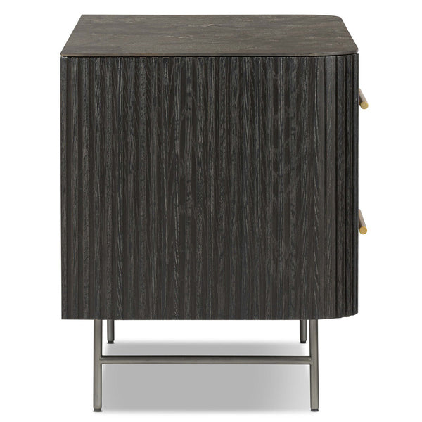 Home Fashion Fletcher Large Nightstand Distressed Black By Four Hands