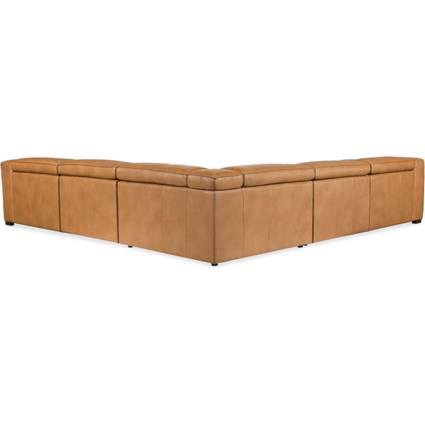 Home Fashion Fresco 5 Seat Power Leather Sectional Zen Caramel