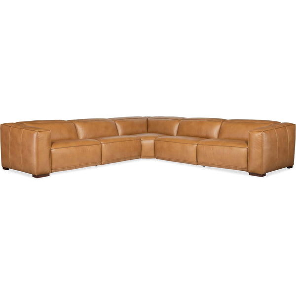 home fashion Fresco 5 Seat Power Leather Sectional Zen Caramel