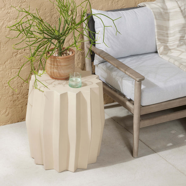 Home Fashion Gem Outdoor End Table Parchment White By Four Hands