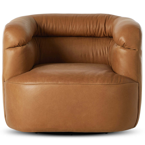 Home Fashion Gerrie Leather Swivel Chair Brickhouse Butterscotch By Four Hands