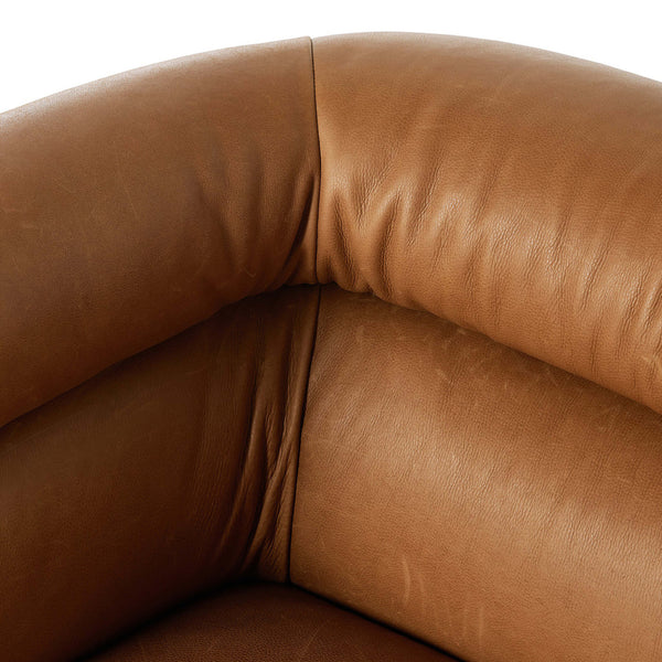 Home Fashion Gerrie Leather Swivel Chair Brickhouse Butterscotch By Four Hands