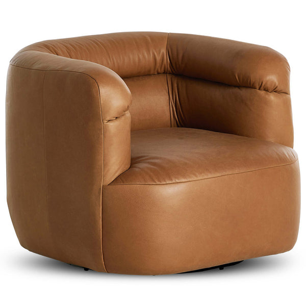 home fashion Gerrie Leather Swivel Chair Brickhouse Butterscotch by Four Hands