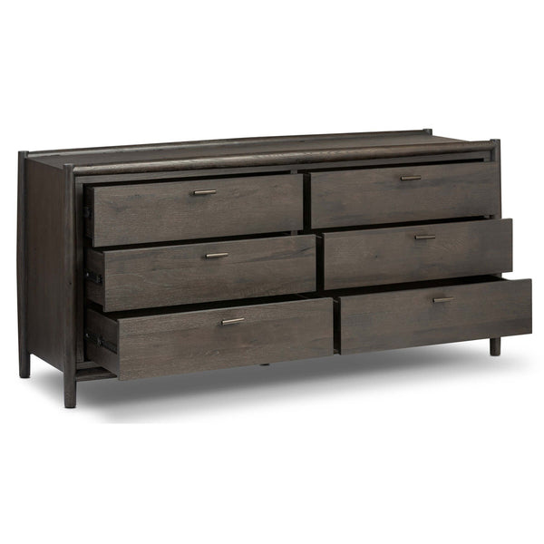 Home Fashion Glenview 6 Drawer Dresser Cracked Smoked Black By Four Hands