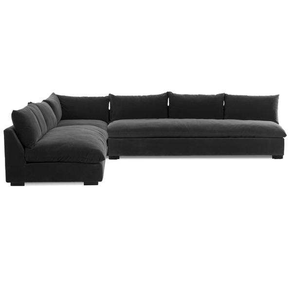 Home Fashion Grant 3 Piece 134" Sectional Henry Charcoal By Four Hands