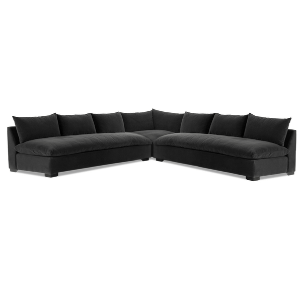 home fashion Grant 3 Piece 134" Sectional Henry Charcoal by Four Hands