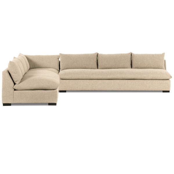 Home Fashion Grant 3 Piece 134" Sectional Heron Sand By Four Hands