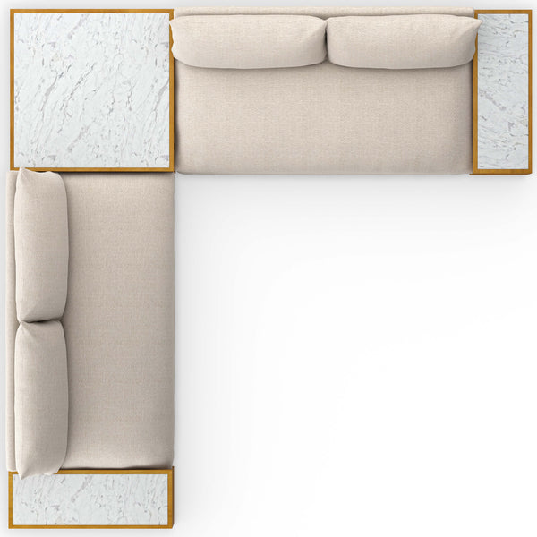 Home Fashion Grant Outdoor 2 Piece Sectional W/ Coffee Table & End Table Faye Sand By Four Hands