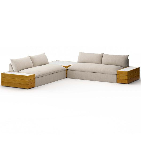 Home Fashion Grant Outdoor 2 Piece Sectional W/ Coffee Table & End Table Faye Sand By Four Hands