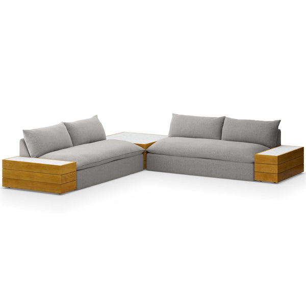 home fashion Grant Outdoor 2 Piece Sectional w/ Coffee Table & End Table Faye Ash by Four Hands