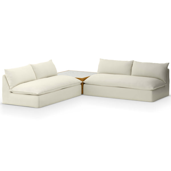 home fashion Grant Outdoor 2 Piece Sectional w/ Coffee Table Faye Cream by Four Hands